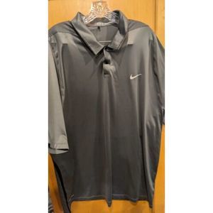 Nike Tiger Woods Collection Polo  Mens 2XL Gray Short Sleeve Dri-Fit Golf MONOGR